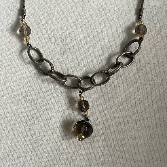 Silpada Engraved Sterling Silver Cascading Smoky Quartz Citrine Necklace N1454 - Picture 1 of 3